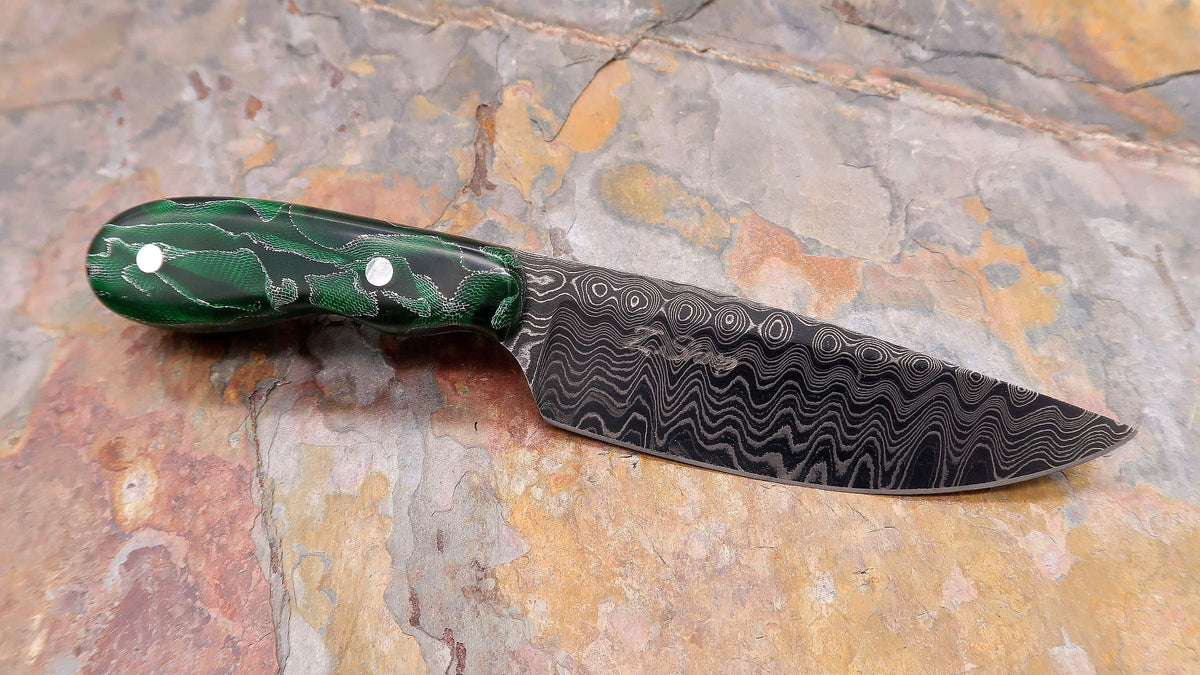 Zach Shoop Small Skinner, 1084/15N20 Damascus with Resin Handle