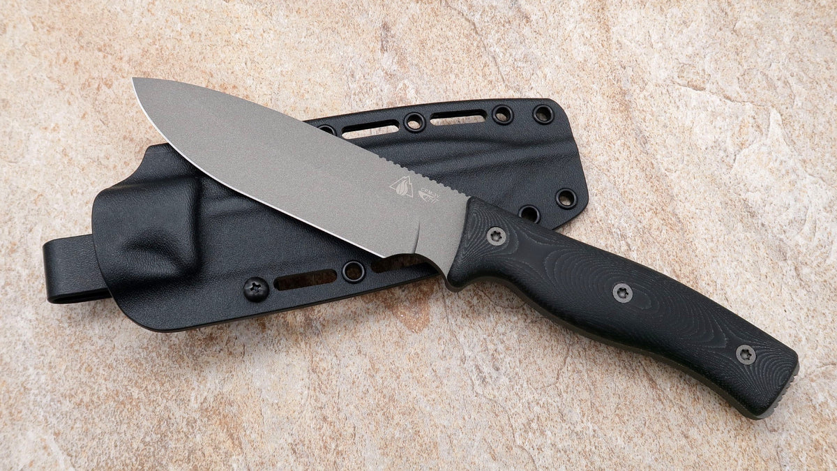 Survive! GSO5.1, Tungsten CeraKote with Black Micarta Handle Edgeworks Knife & Supply Co