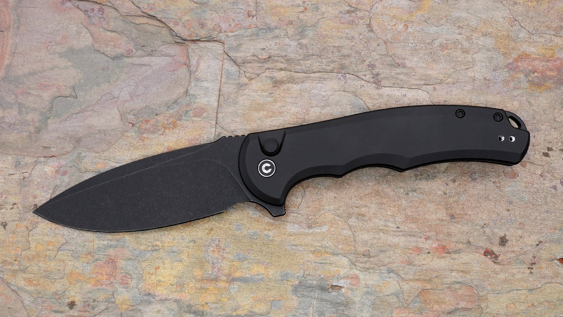 Civivi Praxis Button Lock Flipper, Black Aluminum Handle C18026E-1