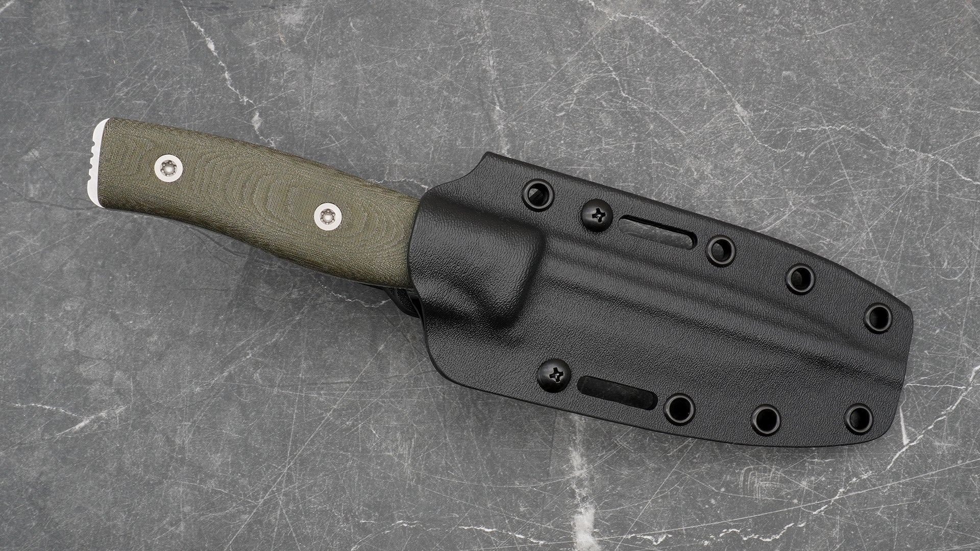 Survive GSO 4.5 Bushcraft K890, Green Linen Micarta Handle and Black S