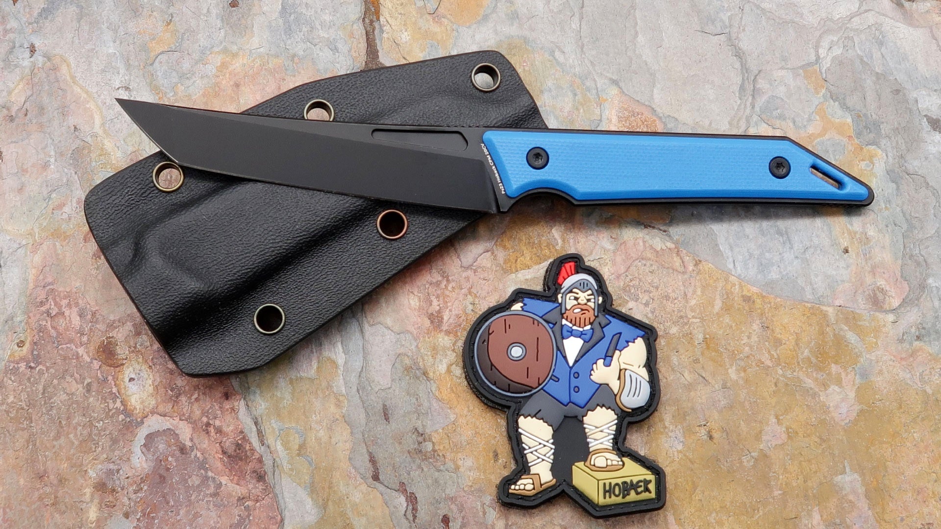Goliath Fixed Blade, Blue Handle Black Blade – Edgeworks Knife & Supply Co